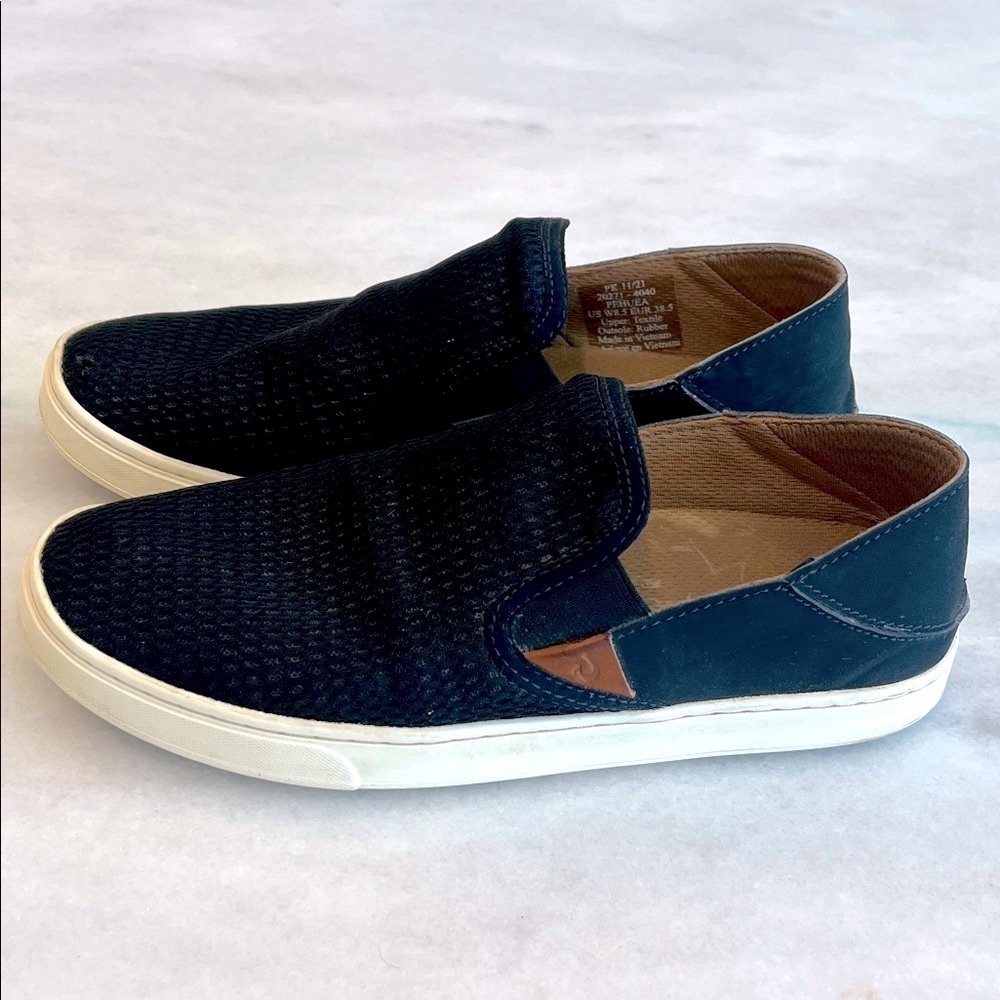 OluKai Women's Size 8.5 Black Pehuea Shoes Slip On Comfort Sneakers